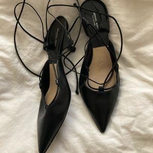 Michael Kors Collection Kitten Heel Tie Up Flats